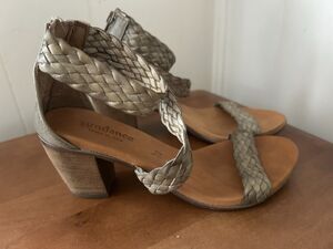 Sundance braided block heels Bonaire size 38 Olive Green Leather Italy Boho
